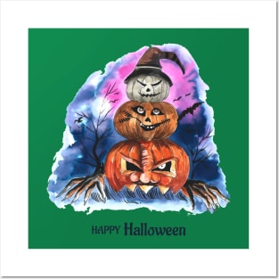 happy Halloween Pumpkin Trio Posters and Art